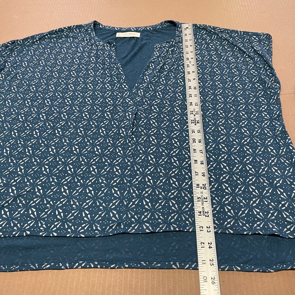 Lucky Brand Women's Large V-Neck Cap Sleeve Boho Casual Tile‎ Printed Top NWT - Picture 11 of 16